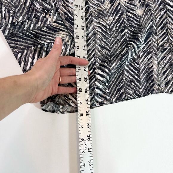 LAFAYETTE 148 Silk Button-Up Shirt Womens 14W Herringbone Tie Bow Buttoned Cuff - Picture 6 of 11